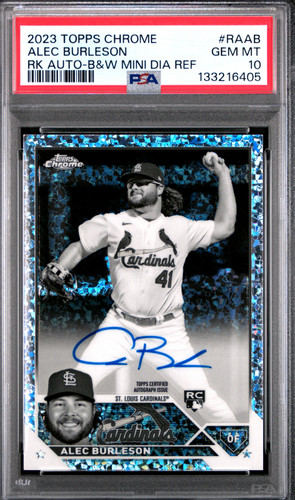 Alec Burleson [Black & White Mini Diamond] #RA-AB 2023 Topps Chrome Rookie Autographs card