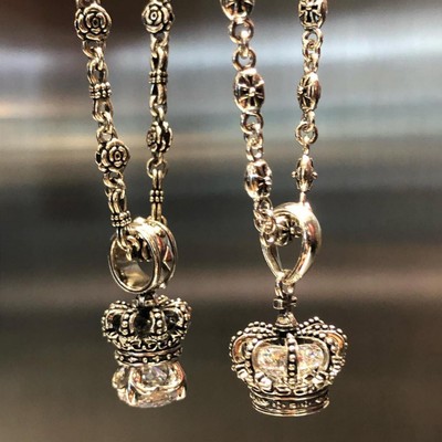 Justin Davis Crownlet Pendant SPJ565 Black Stone Crown Motif Top 