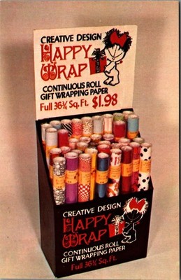 Vintage Postcard Happy Wrap Creative Design Gift Wrapping Paper Holyoke Mass.