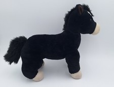 FAO SCHWARZ FIFTH AVENUE HORSE PONY Black  White STUFFED PLUSH ANIMAL RARE