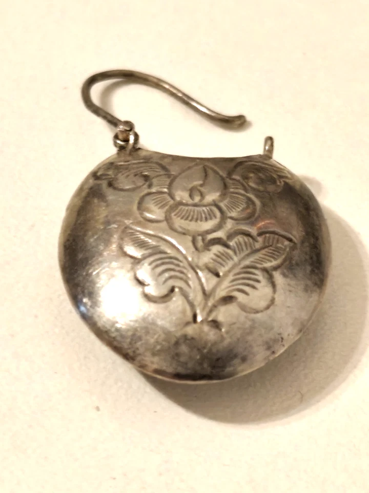 Orecchino tradizionale floreale etnico Tibet Nepal India vintage - Immagine 2 di 4