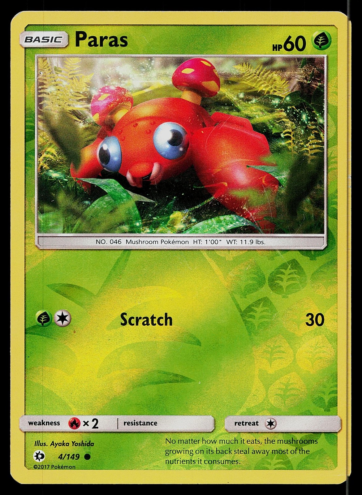 Pokemon Card SM Base Set Paras 4/149 Common Reverse Holo