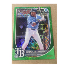 📈2025 Bowman Chrome Chandler Simpson Mega Box Green Mojo Refractor /99 Rays #18