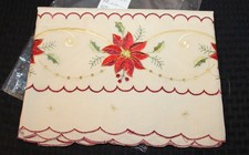 BRAND NEW Cream Beige Christmas Holiday Season Poinsettia Table Cloth - 36x50