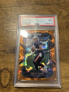 2022 Panini Prizm - Rookies Orange Ice Prizm #305 Bailey Zappe (RC) PSA 9