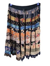 VINI Vintage Boho Patchwork Skirt XL Made in India Festival Hippie