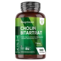 Cholin Bitartrat - 180 Vegane Kapseln - Cholin Pulver - Normale Leberfunktion