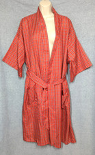 Vtg ULTRESSA Robe Women M/L by ROYTEX KLOPMAN Fabric Plaid Belt Pockets Retro