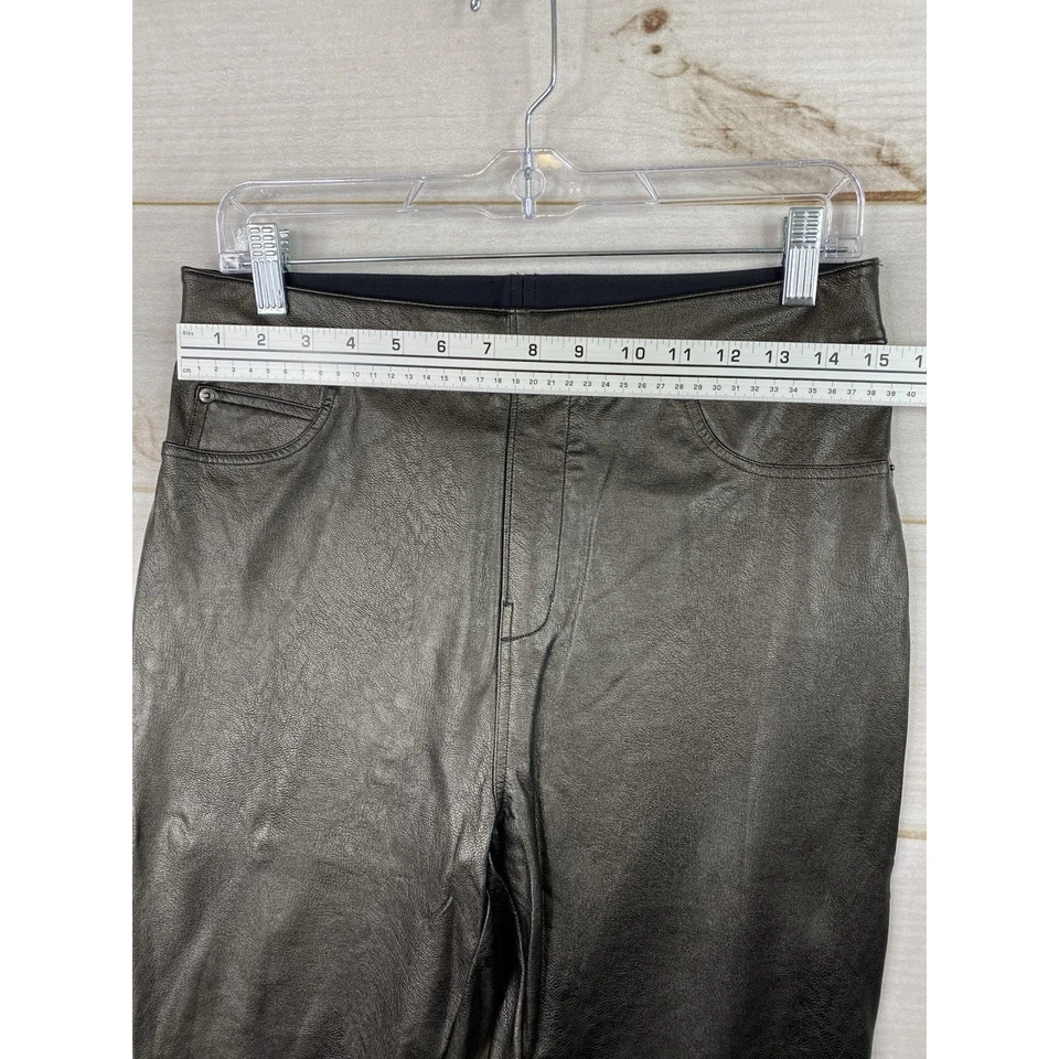 Spanx Leggings Mujer Grande Petite PL Imitación Cuero Negro Ajustado Pull On Moto Pantalón Foto 3 de 4