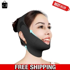 V-Line Lifting Mask in Black –  Chin Strap for Youthful Jawline, Medium
