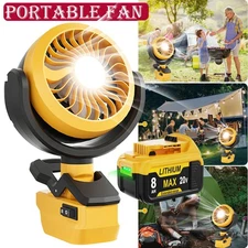 Cordless Jobsite Fan For Dewalt 20V Li-ion Battery Portable Jobsite Camping Fan
