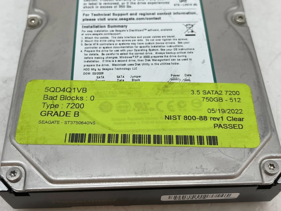 Seagate Certified Repair HDD 750GB ST3750640NS 3.5" SATA GRADE B FREE S/H - Image 4 of 4