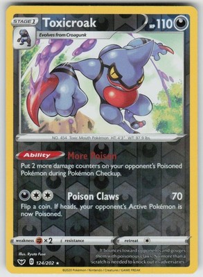 PO-04 Reverse Holo Toxicroak 124/202 Holo Rare SWSH01: Sword & Shield Base Set N