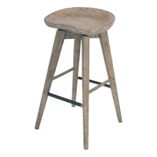 Boraam Wood Bali Bar Height Swivel Barstool in Barnwood Wire-Brush Brown finish