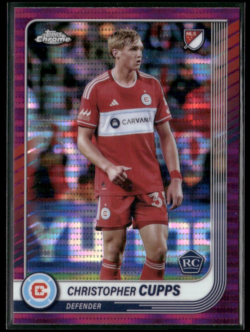 2025 Topps Chrome MLS Magenta Pulsar Refractor 51 Christopher Cupps Chicago Fire