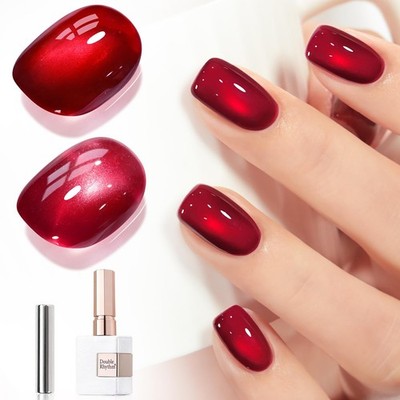 Cat Eye Gel Nail Polish 15ML Magnetic Shimmer Translucent Red