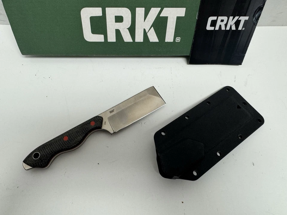 CRKT Razel Full Tang Fixed Blade Cleaver Knife 4037 D2 Steel Micarta w/ Sheath - Image 2 of 4