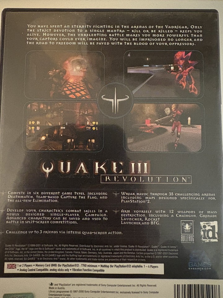 QUAKE 3 III Revolution - Jeux Vidéo Sony Playstation 2 PS2 PAL / VF EUR 5,99 - FR