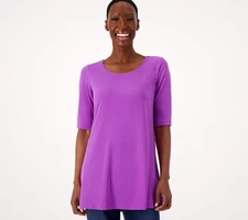 Susan Graver Women's Top Sz M Essentials Liquid Knit Tunic Purple A346351