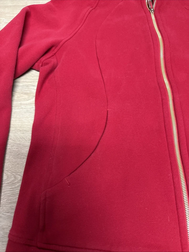 LULULEMON SCUBA HOODIE COTTON FLEECE - SIZE 12 - RED - Image 3 of 4