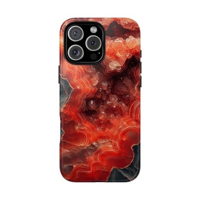 Phone Ink - Case for iPhone/Galaxy/Pixel - Crystal Red Geode Rock Agate