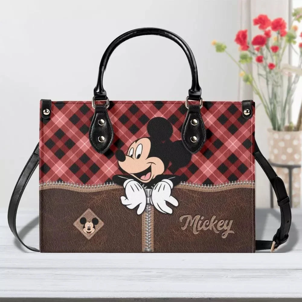 Personalized Mickey Mouse Leather Handbag, Mickey Mouse Women's Leather Bag Gift