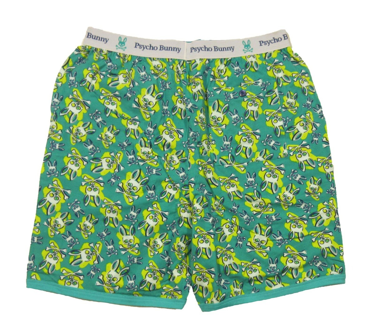 Psycho Bunny Men's Green All Over Bunny Stretchy Knit Jam Lounge