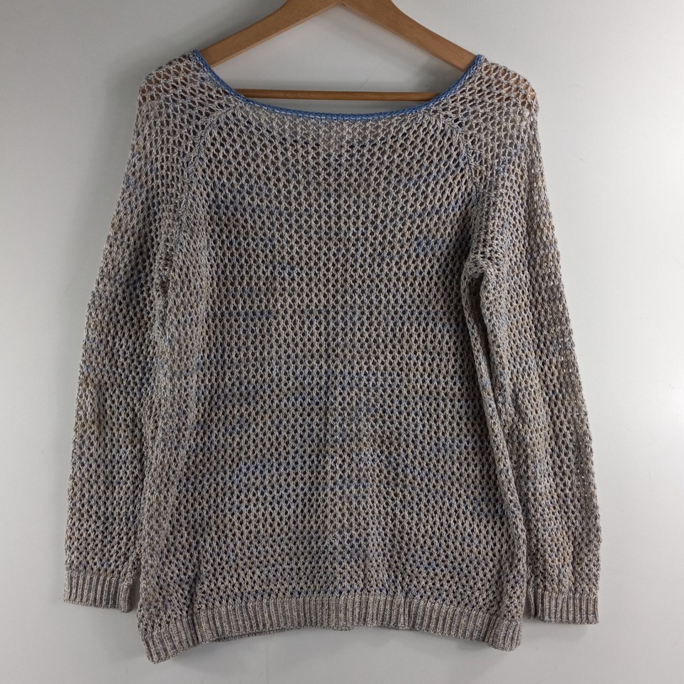 John Paul Richard Pullover Crochet Sweater Women's Size Medium Blue