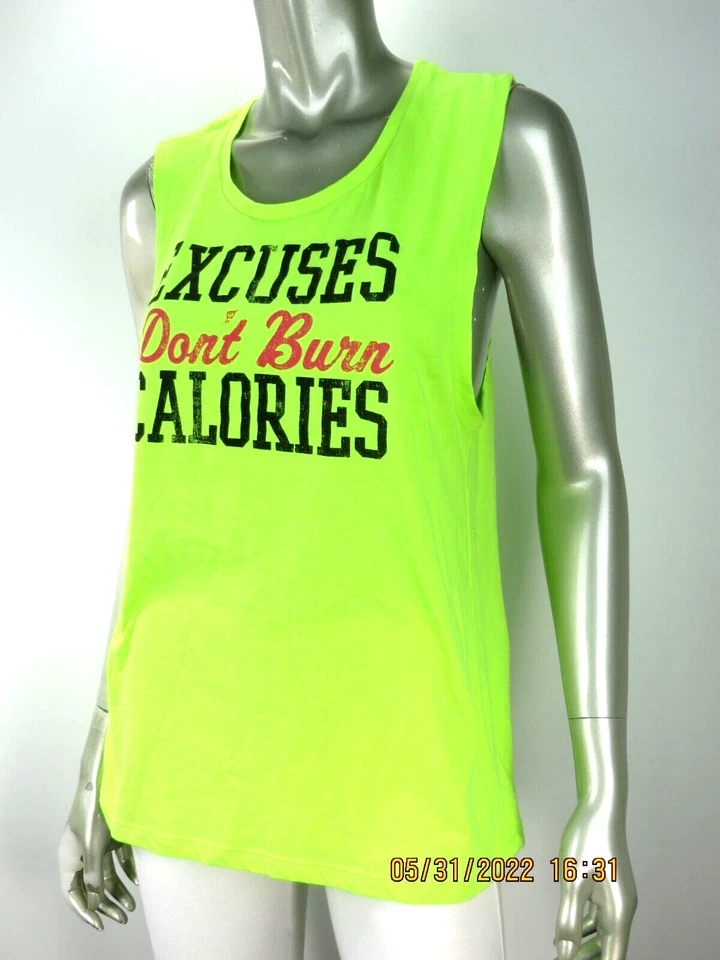 ROPA CHIN-UP TALLA XL Algodón/Poliéster Neón Verde Lima Camisa Activa Blusa Camiseta sin Mangas Foto 2 de 4