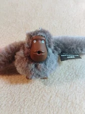 Kipling Monkey Thumb Sucking, Plush Keyring/Zipper Pull "Jamie" Gray 
