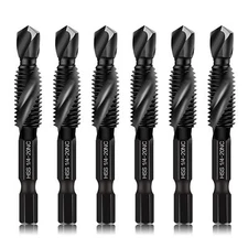 6-Piece 1/4-20NC Combination Drill Tap Bit Set SAE Made of High-Speed Steel w...