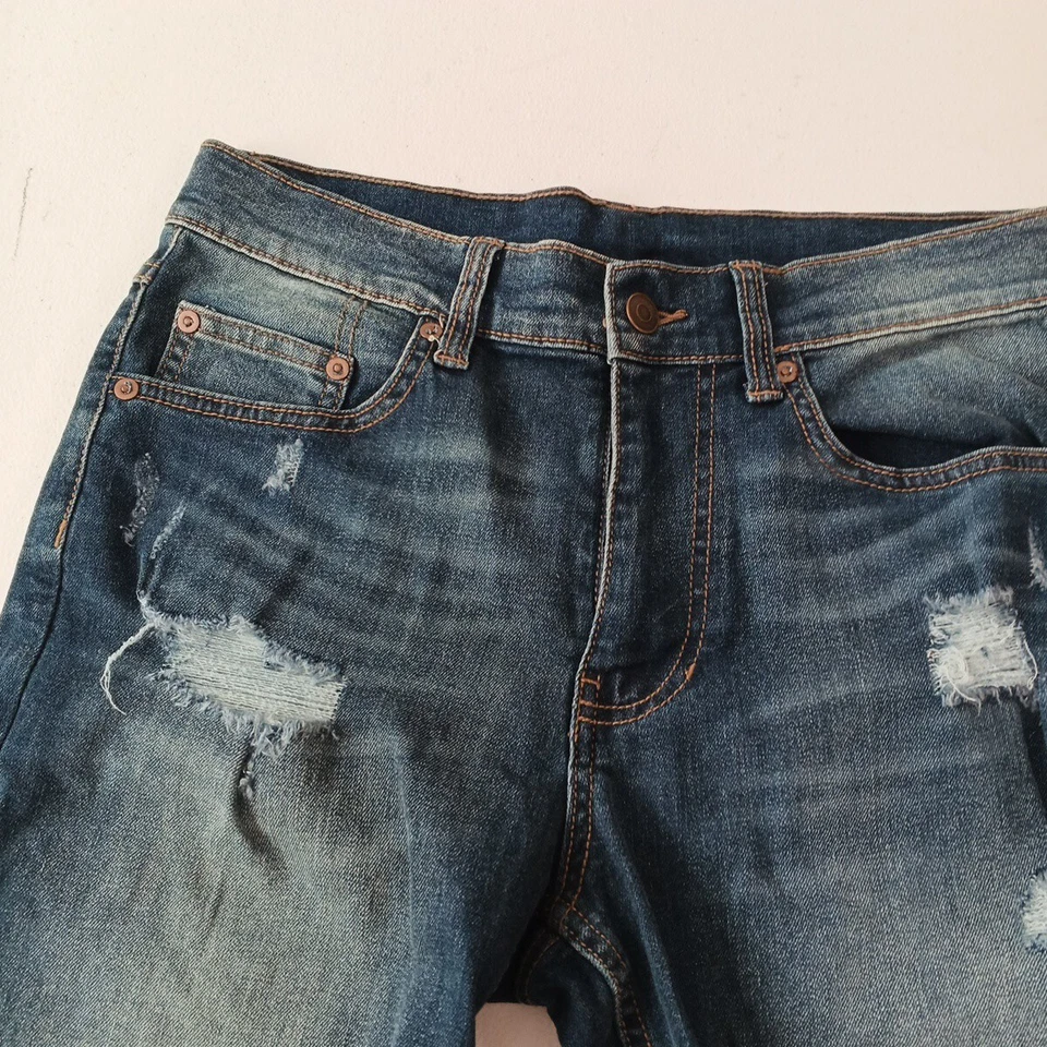 Pantalones Cortos de Jean GEORGE Mujer Talla 28 (W29) Azul Denim Lavado Piedra Envejecido Foto 2 de 4