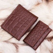 OZ Genuine Leather cowhide Mens Wallet Brown Business Credit Card Holder Stylish