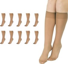 L'eggs Everyday Women's Knee Highs Reinforced Toe Sun Tan 10 Pack New