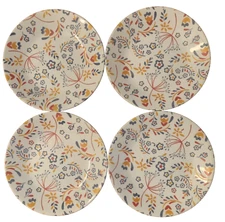 Set of 4 Retired Corelle Signature PRAIRIE GARDEN RED Salad Plates  6 3/4"