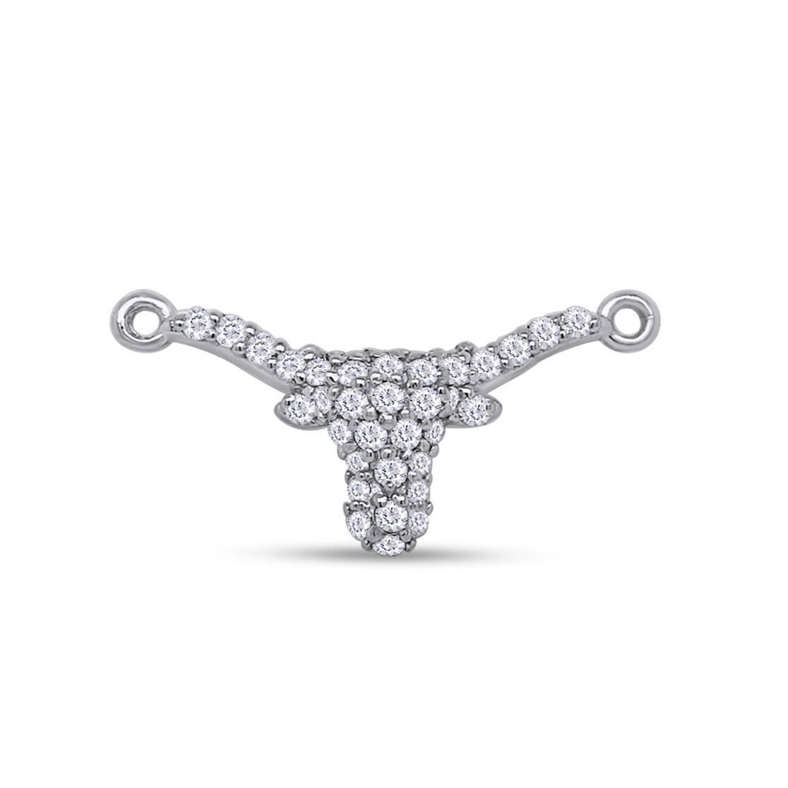 1/4ct Bull Head Charm Pendant Natural Round Diamond 14K Solid White Gold