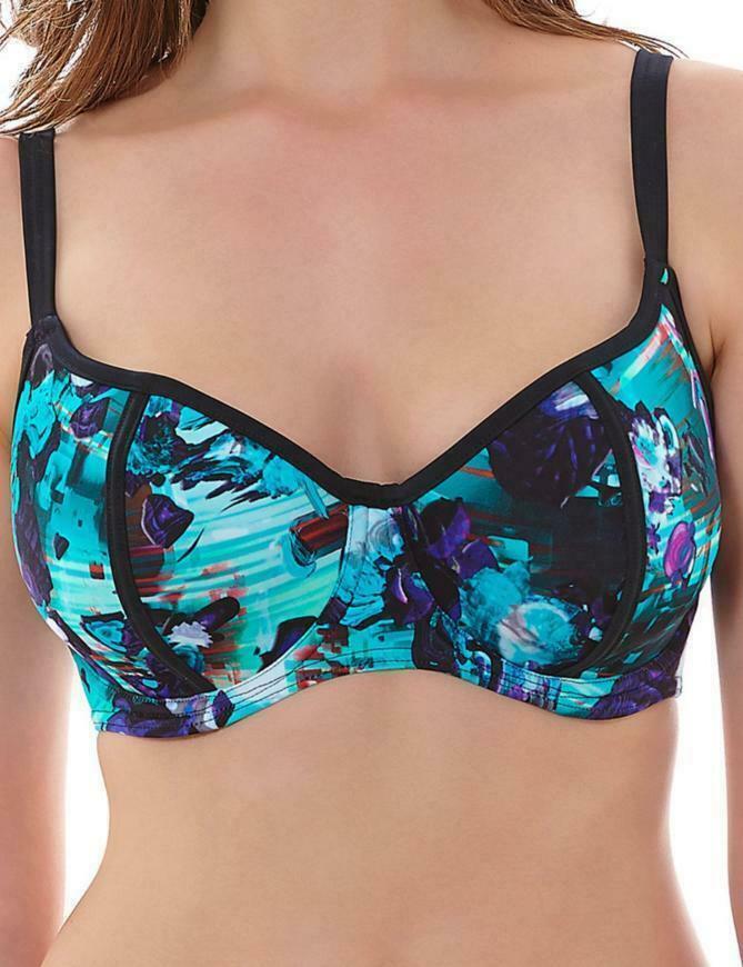 Freya Atlantis Bikini Top Size 28E Underwired Padded Sweetheart Balcony Bra 3958