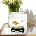 2pcs Transparent Globe Fish Tank Desktop Decoration with Base