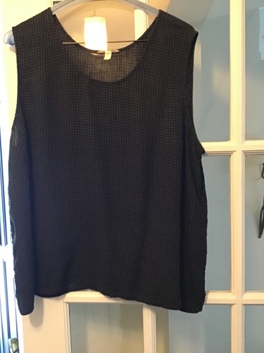 Eileen Fisher XL organic linen sleevless check top - Picture 4 of 4