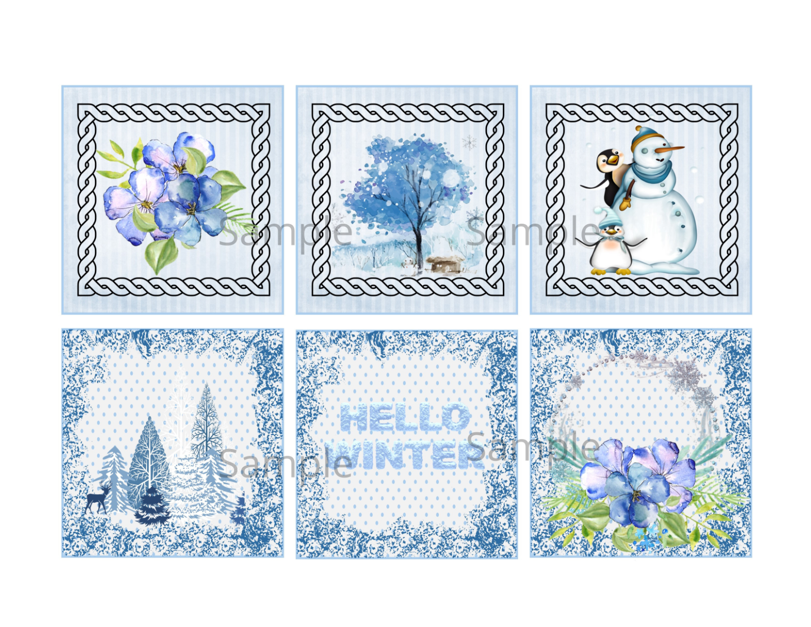 Winter Wondrland Tags Collage Sheet Supplies Scrapbooks Junk Journals Cards