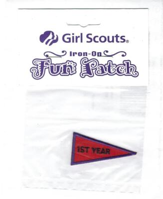 Girl Scouts 1st Year First Red Pennant Flag Iron On Fun Patches Badge SCOUT Pals