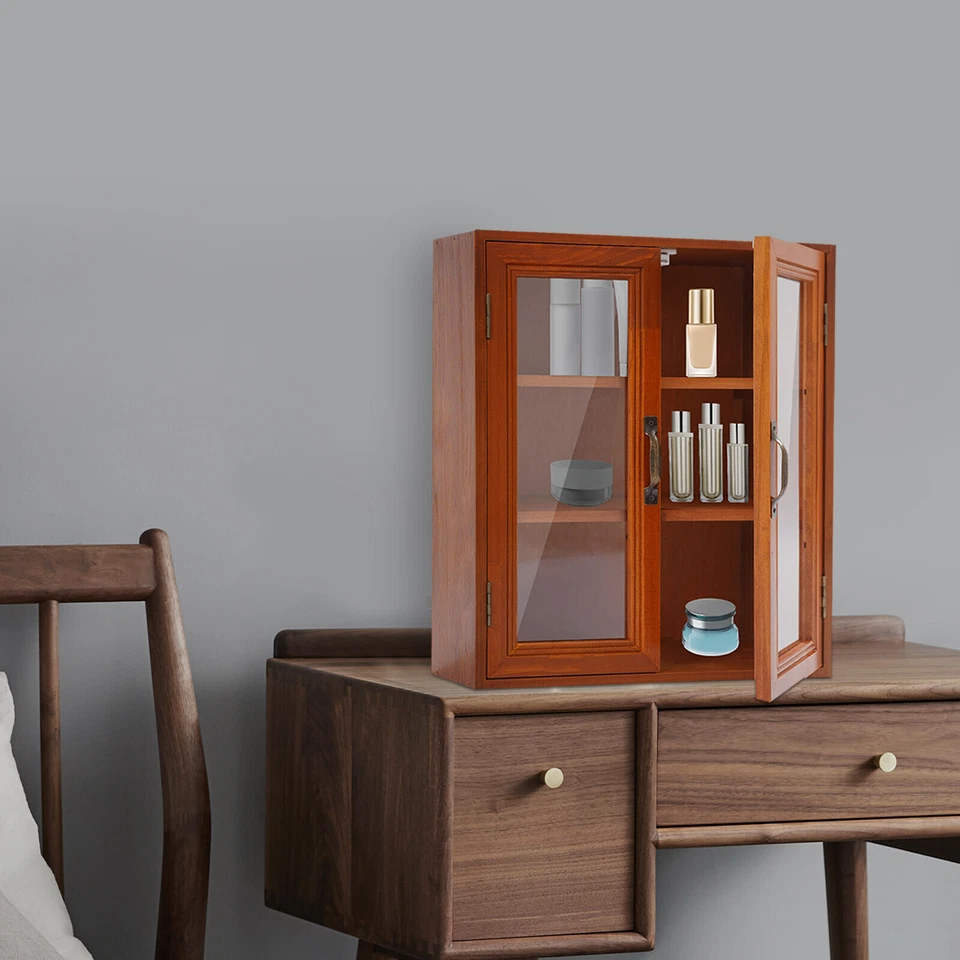 Armario de almacenamiento de madera armarios de almacenamiento de 3 niveles despensa de doble puerta marrón Foto 3 de 4