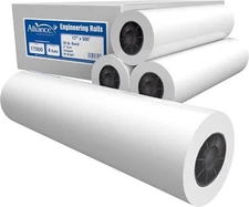 Alliance Wide Format Paper Rolls Bond Engineering 17" x 500' x 3", 20lb. 4 Rolls