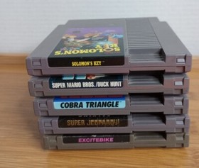 Lot Of (5) NES Cartridges - Cobra Triangle, Solomon's Key, Super Jeopardy 🔥Auth