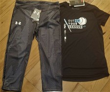 Under Armour Out Of Your League softball top  crop capri legging NWT girl L YLG