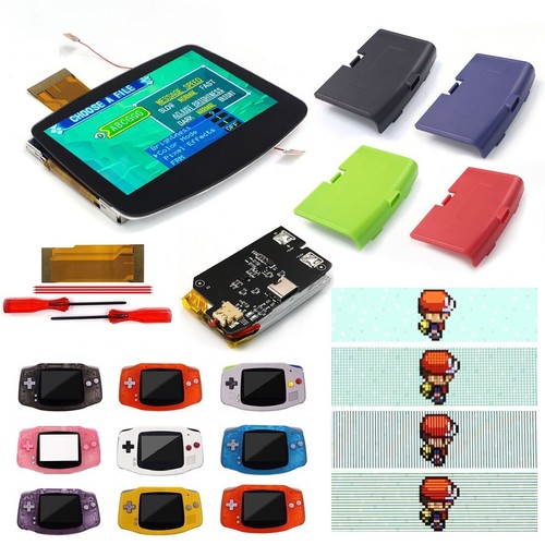 Kit LCD retroilluminazione IPS V5 laminato + guscio pre-tagliato con batteria ricaricabile per GBA - Foto 1 di 54