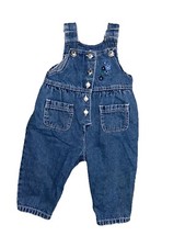 Vintage 90 s Blue Denim 18 Months Embroidered Floral Overalls Balloon Jeans