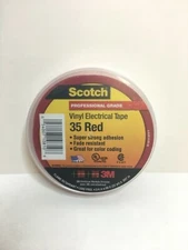 3M Super 35 Scotch Vinyl Electrical Red ColorTape, 3/4 in x 66 ft, 