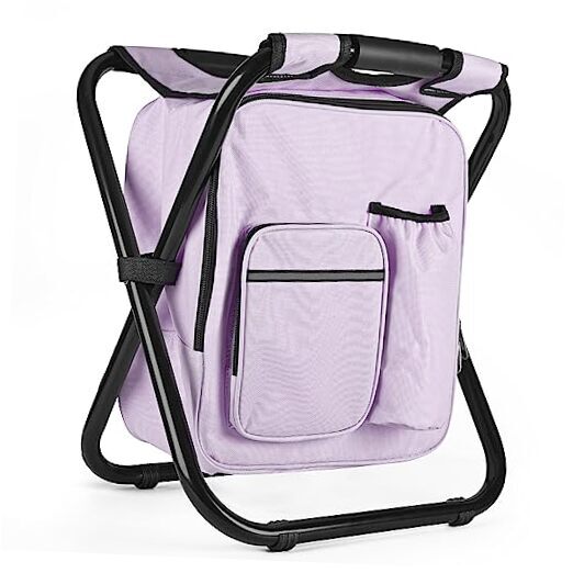 Heavy Duty Backpack Stool Cooler Chair 400LB Capacity Portable Pale Amethyst-image