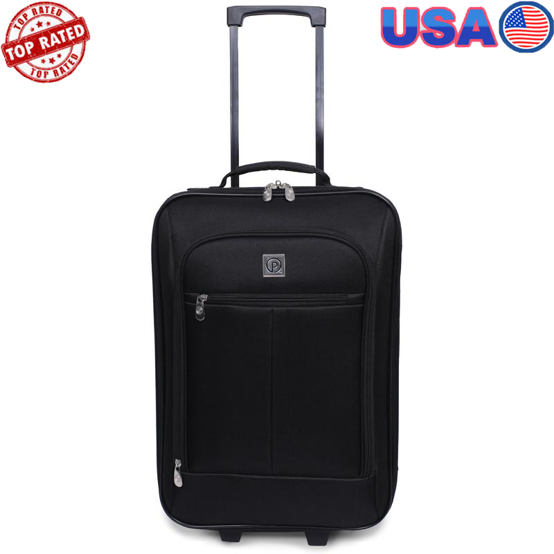 Softside Carry-on Luggage 18 Inch Telescopic Handle Inline Skate Wheels New-image